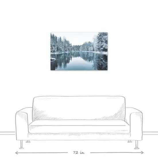 Winter Pond 36x24 Canvas Wall Art {6}