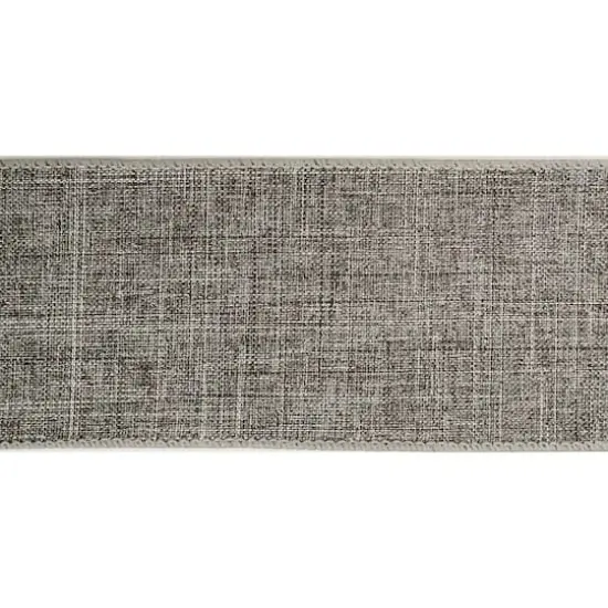 2.5" x 25ft. Faux Linen Wired Ribbon by Celebrate It® Gray {4}