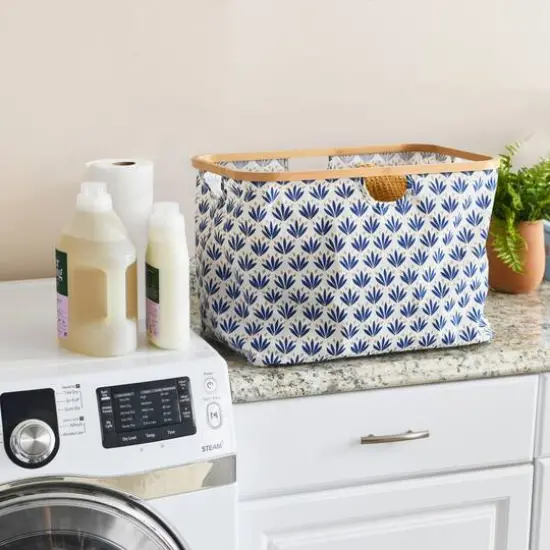 Household Essentials Krush Bamboo Rimmed Basket Blue {3}