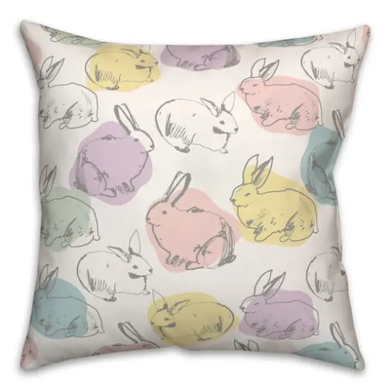 18" x 18" Colorful Bunny Indoor/Outdoor Pillow {1}