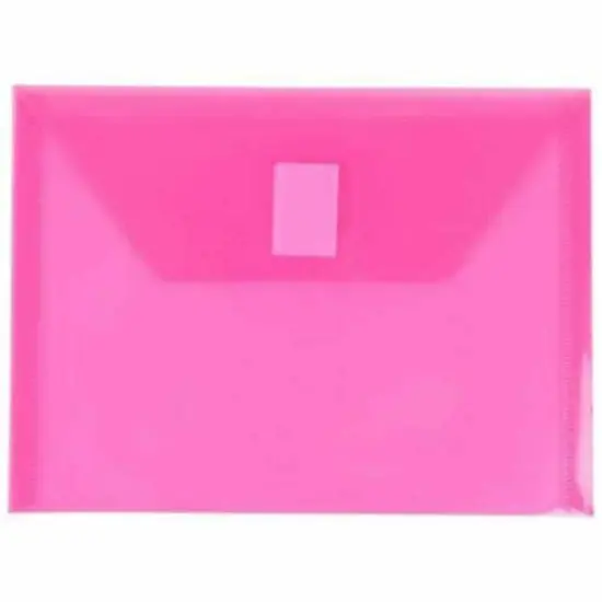 JAM Paper 5.5" x 7.5" Plastic Booklet Envelopes with Hook & Loop Closure, 24ct. Fuchsia {1}