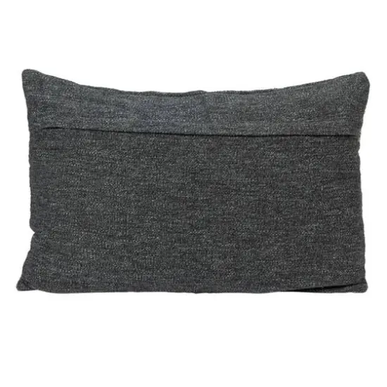 Hello Honey&reg; Charcoal & Natural Cotton Blend Lumbar Pillow with Jute Embroidery {7}