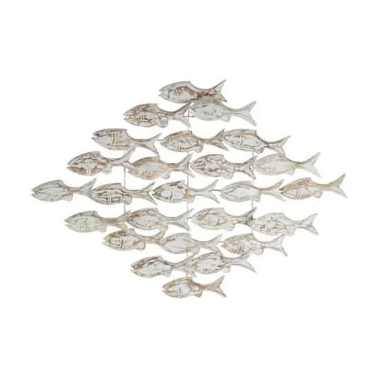 37" White Wood Fish Coastal Wall Decor {3}