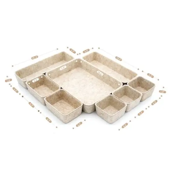 Welaxy Felt 8 Piece Drawer Organizer Tray Set Oatmeal {8}