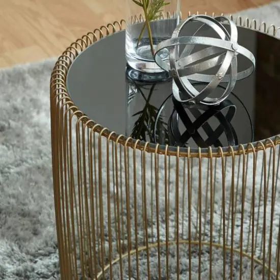 Gold Metal Contemporary Accent Table Set {7}