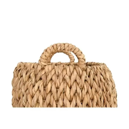 Hello Honey&reg; Beige Round Woven Water Hyacinth Basket with Handles Set {6}
