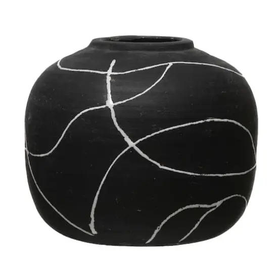6.5" Black & White Terra Cotta Vase {1}