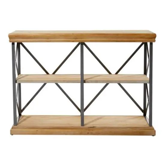Brown Wood Industrial Shelving Unit, 34 " x 48 " x 17 " {4}