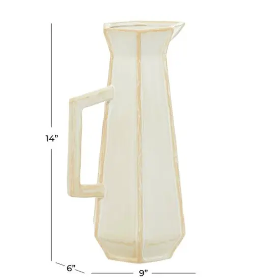 White Ceramic Modern Vase, 9" x 14" {6}