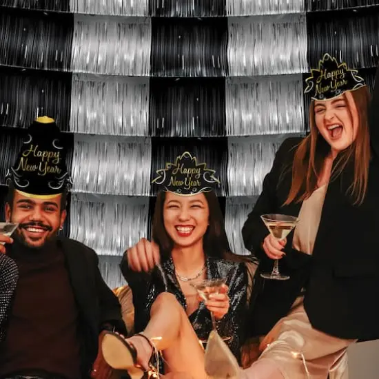 Beistle Black and Silver Metallic Fringe Garland Backdrop {3}