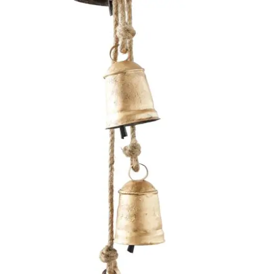 Gold Metal Bohemian Decorative Cow Bell, 4" x 3" x 29" {4}