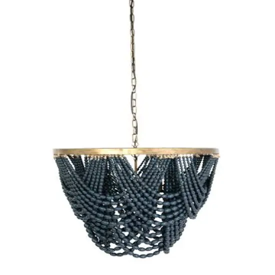 Hello Honey&reg; 26" 2-Tier Draped Wood Bead Chandelier Blue {8}