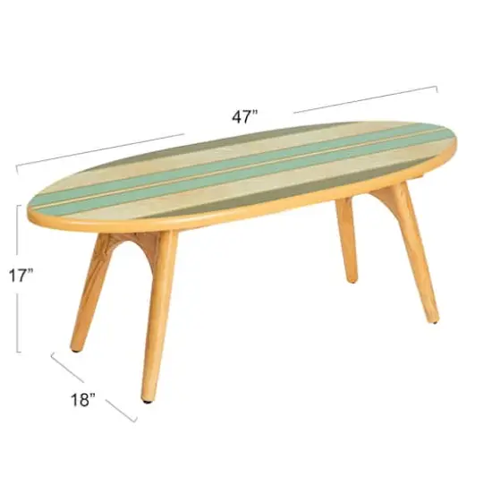 Hello Honey&reg; Multicolor Striped Surfboard Oval Coffee Table {7}