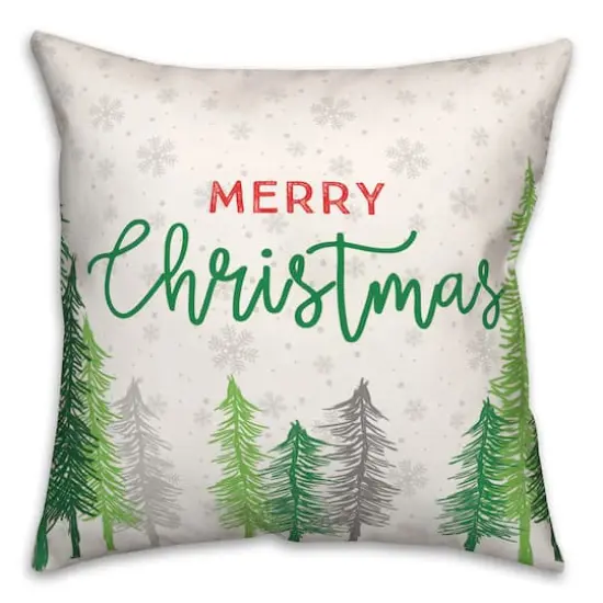 Merry Christmas Forest Square Throw Pillow {3}