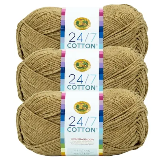 3 Pack Lion Brand&reg; 24/7 Cotton&reg; Yarn Hay Bale {1}