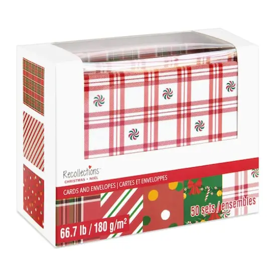 Peppermint Plaid Christmas Cards & Envelopes, 50ct. by Recollections&trade; {5}