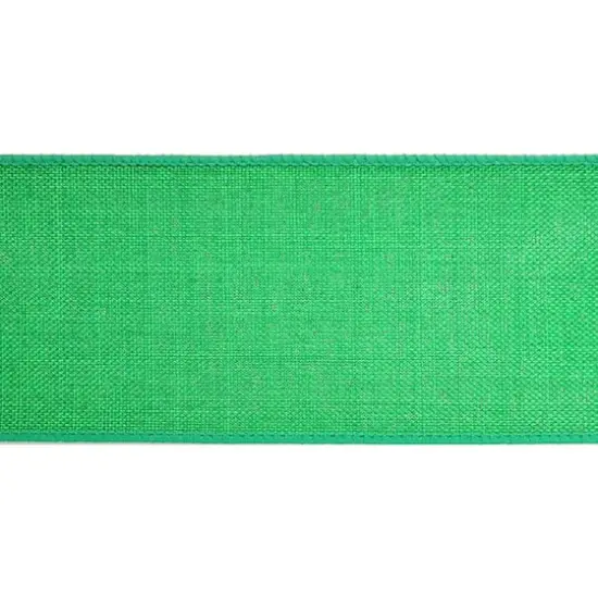 2.5" x 25ft. Faux Linen Wired Ribbon by Celebrate It&trade; D&eacute;cor Kelly Green {5}