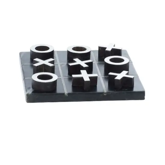 Black Marble & Aluminum Contemporary Tic-Tac-Toe Game Set {4}