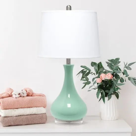 Lalia Home 26" Droplet Table Lamp with Fabric Shade Aqua {5}