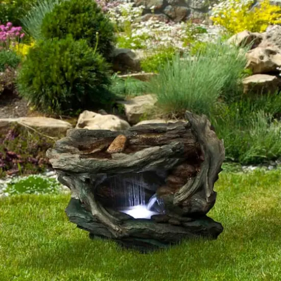 31" LED Woodland Grotto with Stones Outdoor Garden Water Fountain {3}