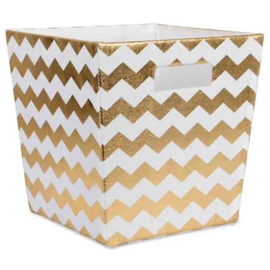 DII&reg; 13" Trapezoid Polyester Chevron Storage Bin Gold {1}