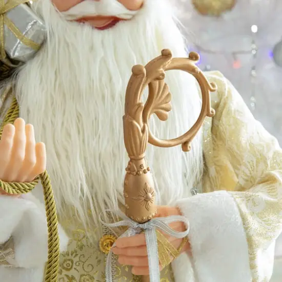 Glitzhome&reg; 35.5" Faux Fur Elegant Christmas Santa Figurine {6}