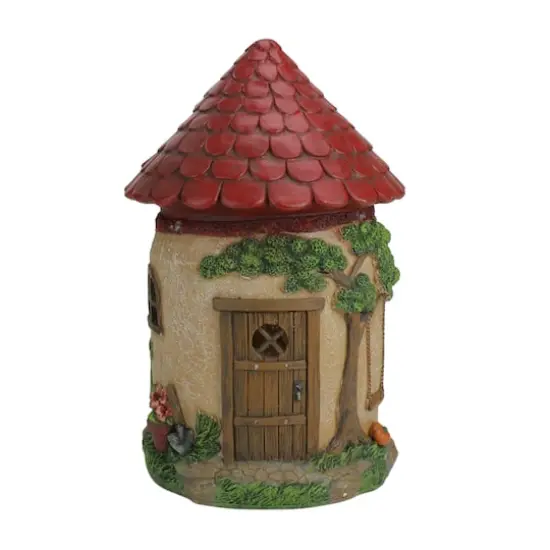 11.5" Solar Powered LED Round Mushroom Fairy Cottage Outdoor Garden Statue {1}