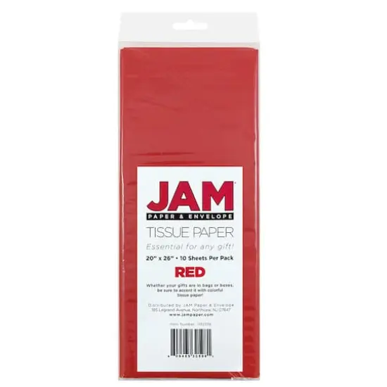 JAM Paper 20" x 26" Tissue Paper, 2 Packs of 10 Sheets Red {6}