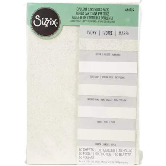 Sizzix&reg; Surfacez&reg; 8" x 11.5" Opulent Cardstock Pack Ivory {1}