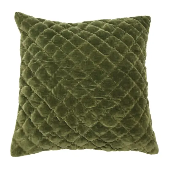 Hello Honey&reg; 20'' Green Square Quilted Velvet Pillow Cover {1}