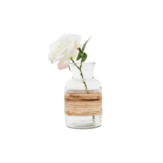 Hello Honey&reg; 6.5" Clear Glass Vase With Wrapped Rattan Accent {4}