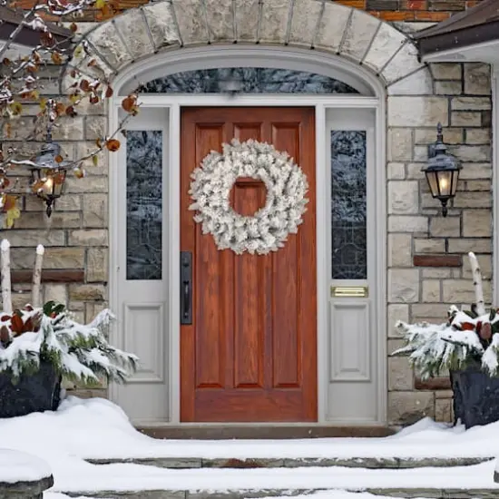 36" Frosted Silver Artificial Christmas Wreath {3}