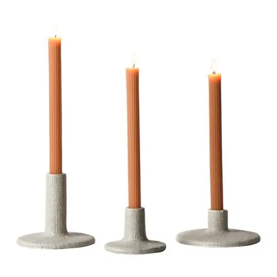 Hello Honey&reg; Stoneware Taper Candle Holders Set, 3ct. {5}
