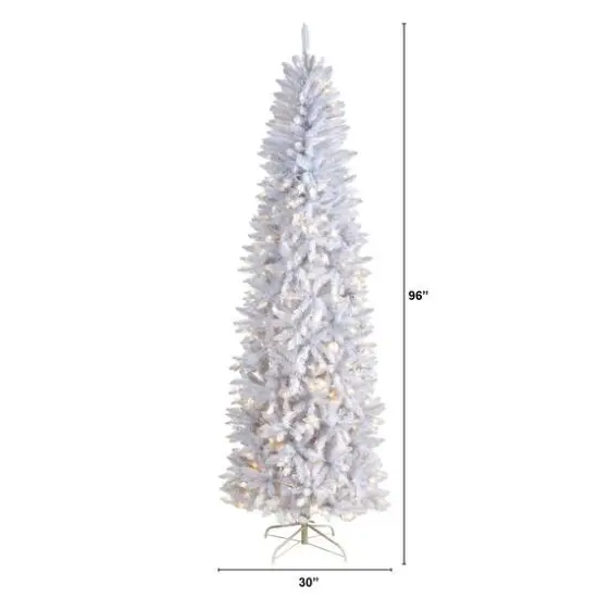 8ft. Pre-Lit White Artificial Christmas Tree, Warm White LED Lights {10}