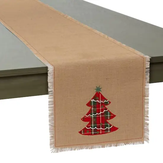 DII&reg; 72" Embroidered Tree Burlap Table Runner {4}
