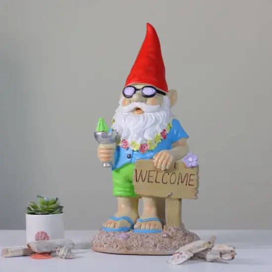 16" Summertime Welcome Gnome Outdoor Garden Statue {3}