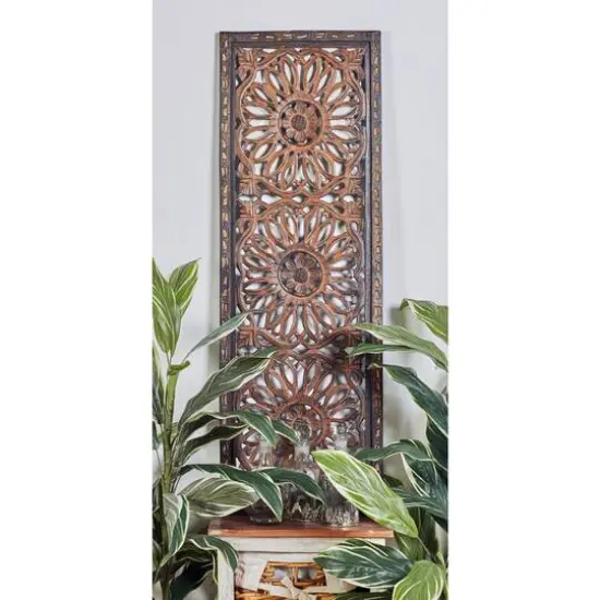 Set of 2 Brown Wood Traditional Wall Decor, 48" x 16" {11}