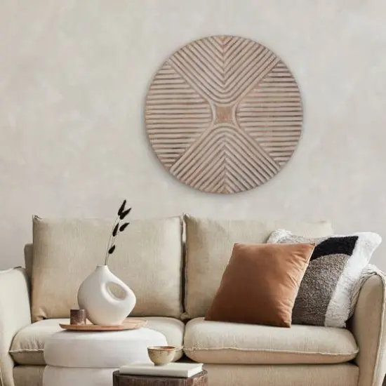 Habitat Robia 20" Distressed Gray Carved Wood Wall Art {3}