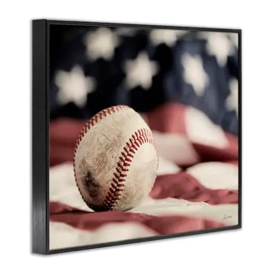 Stupell Industries Baseball & American Flag Framed Giclee Art Black {4}