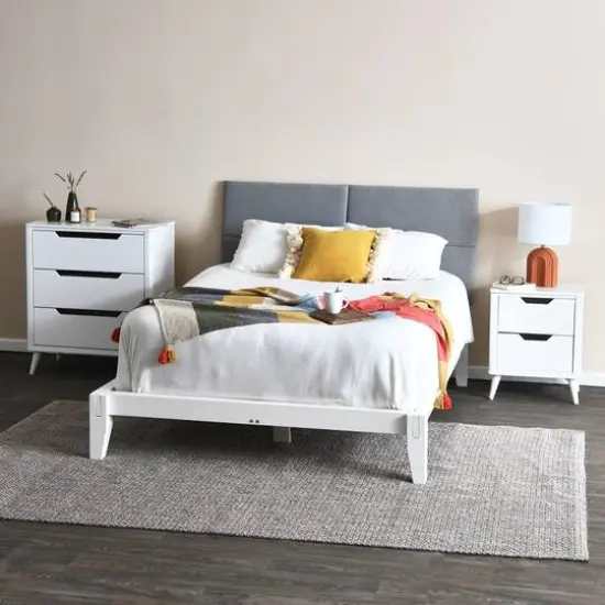 Hello Honey&reg; 37.5" Yume Mid Century Modern Solid Wood 3-Drawer Dresser Chest White Finish {4}