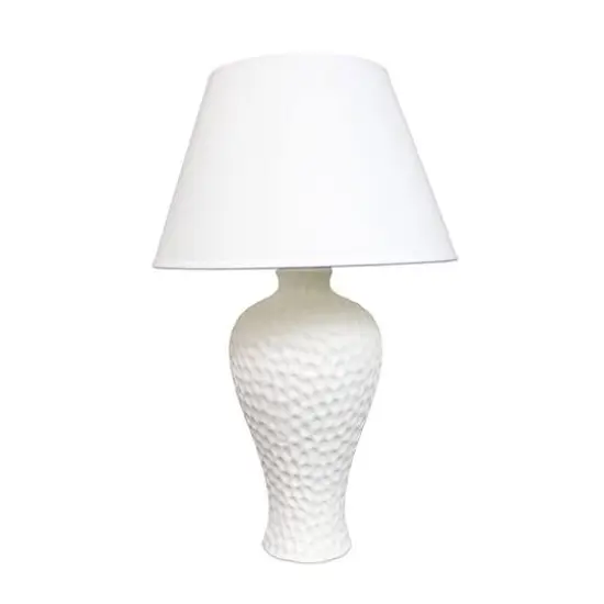 Simple Designs 20" Textured Stucco Curvy Ceramic Table Lamp White {1}