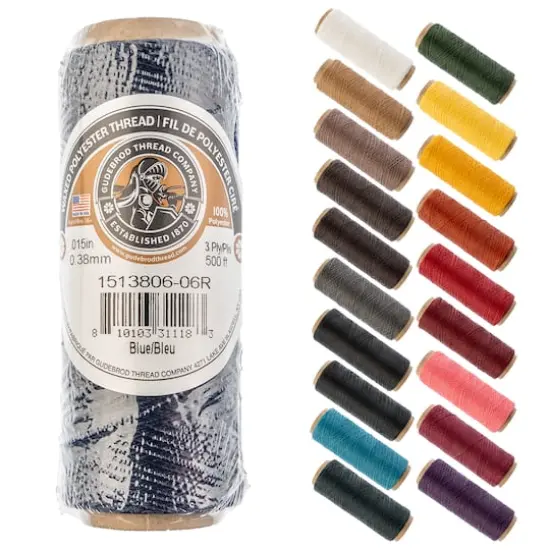 Gudebrod 0.015" 3 Ply Waxed Thread, 500ft. Blue {1}