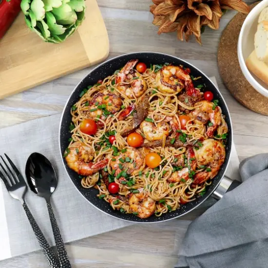 Oster Luneta 9.5" Red Aluminum Nonstick Frying Pan {5}