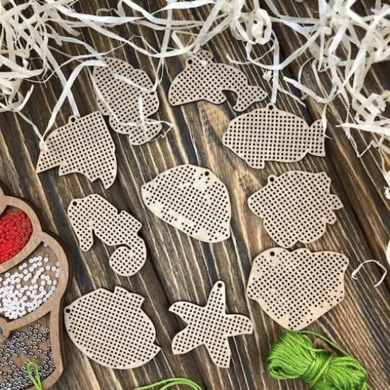 Wonderland Crafts Ocean Life Embroidery Wood Blanks Set {6}