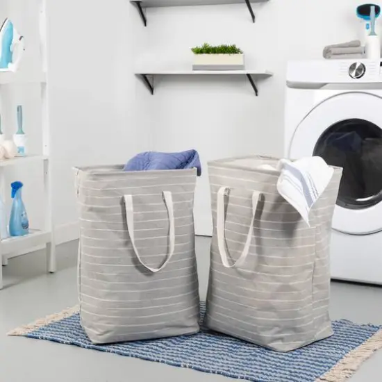 Honey Can Do Gray Collapsible Fabric Laundry Baskets, 2ct. {3}