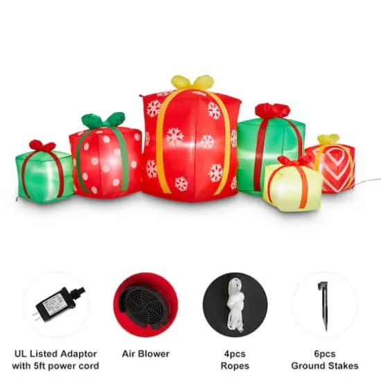 Glitzhome&reg; 8ft. Inflatable Gift Boxes With Lights {8}
