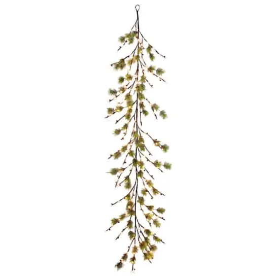 6ft. Twig Artificial Garland, Warm White LED Twinkle Lights {1}