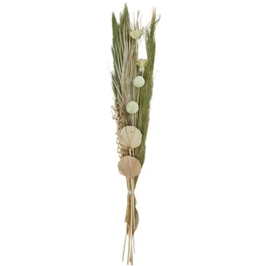 60" Green Dried Plant Assorted Bouquet Pampas Grass Natural Foliage with Palm Leaf Accents {1}