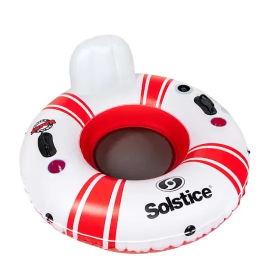 46" Inflatable Red & White Swimming Pool Inner Tube Float {1}