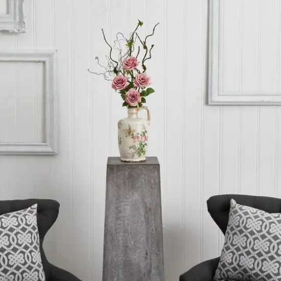 Vintage Rose Artificial Arrangement in Floral Design Pitcher {3}